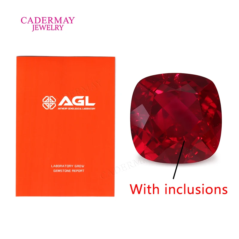 4mm-15mm Cushion Shape Pigeon Blood Red Lab-Created Ruby Loose Gemstones With Inclusions DIY Jewelry Custom Supplies