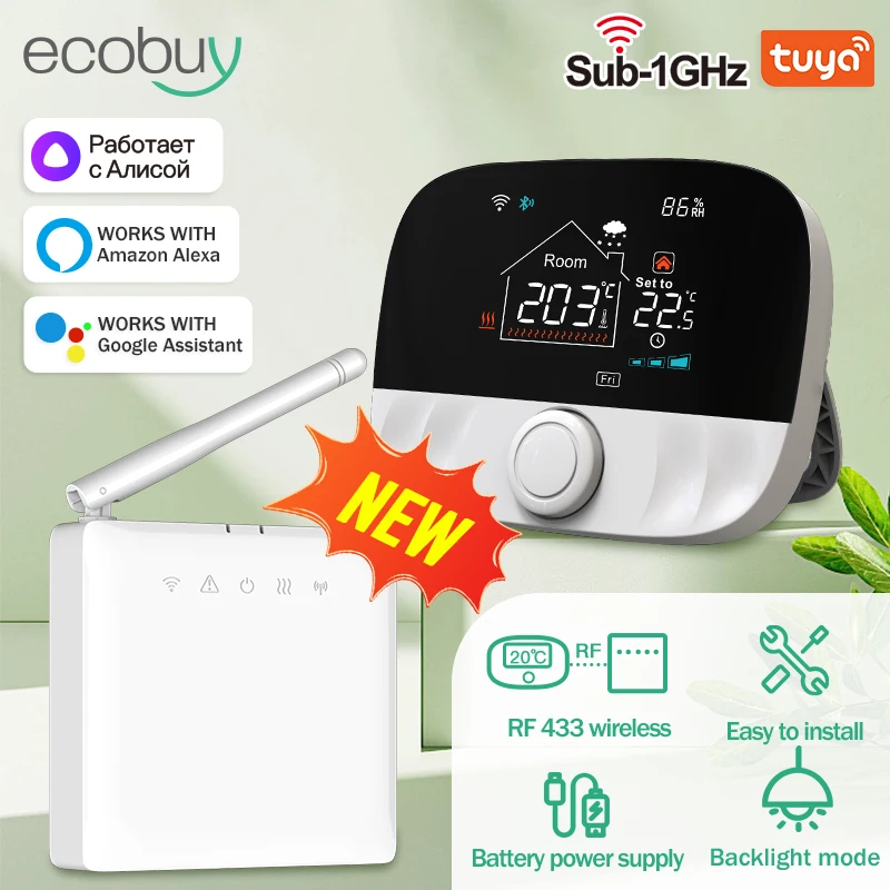 Tuya Smart Wifi Wireless Thermostat For Gas Boiler 433MHZ Boiler Thermostat Tuya Wifi Temperature Controller Alexa Google Home