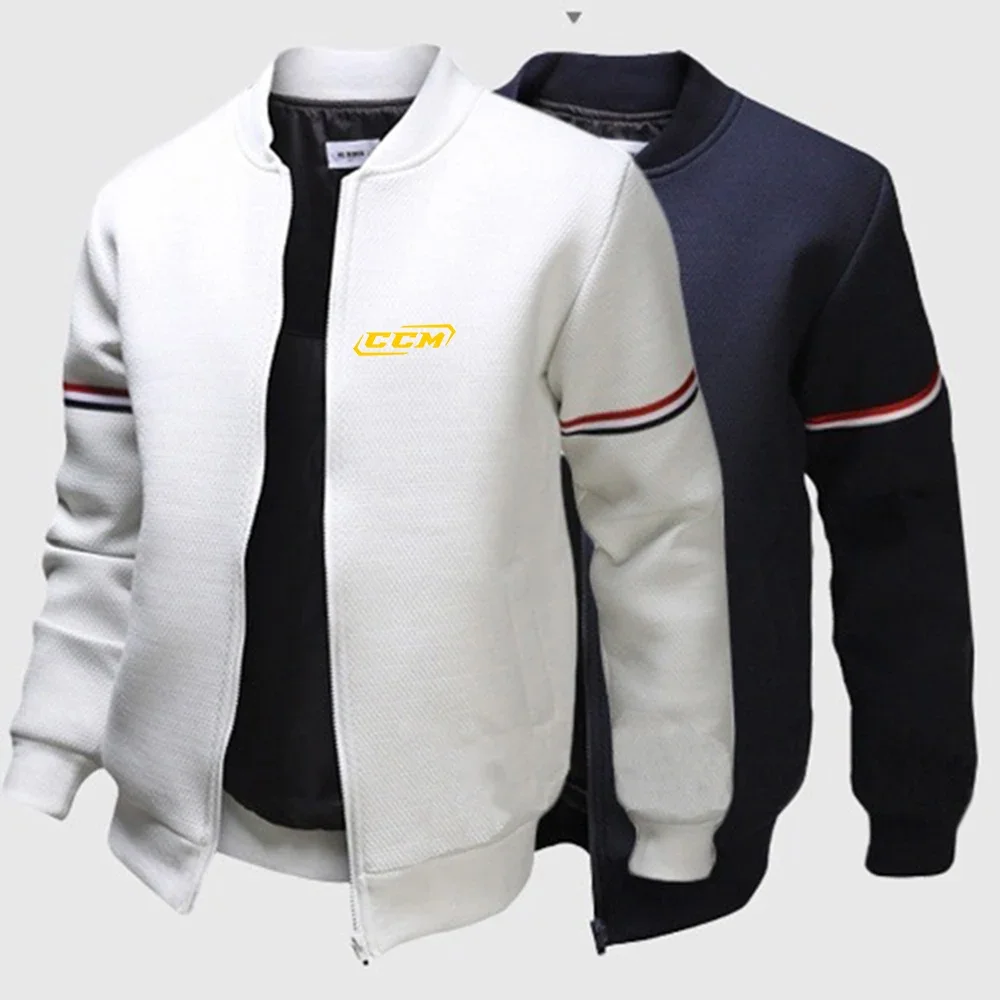 

CCM 2024 Men's New Long Sleeves Round Neck Flight Jackets Zipper Hoodies Casual Streetwears Cardigan Tops Clothing