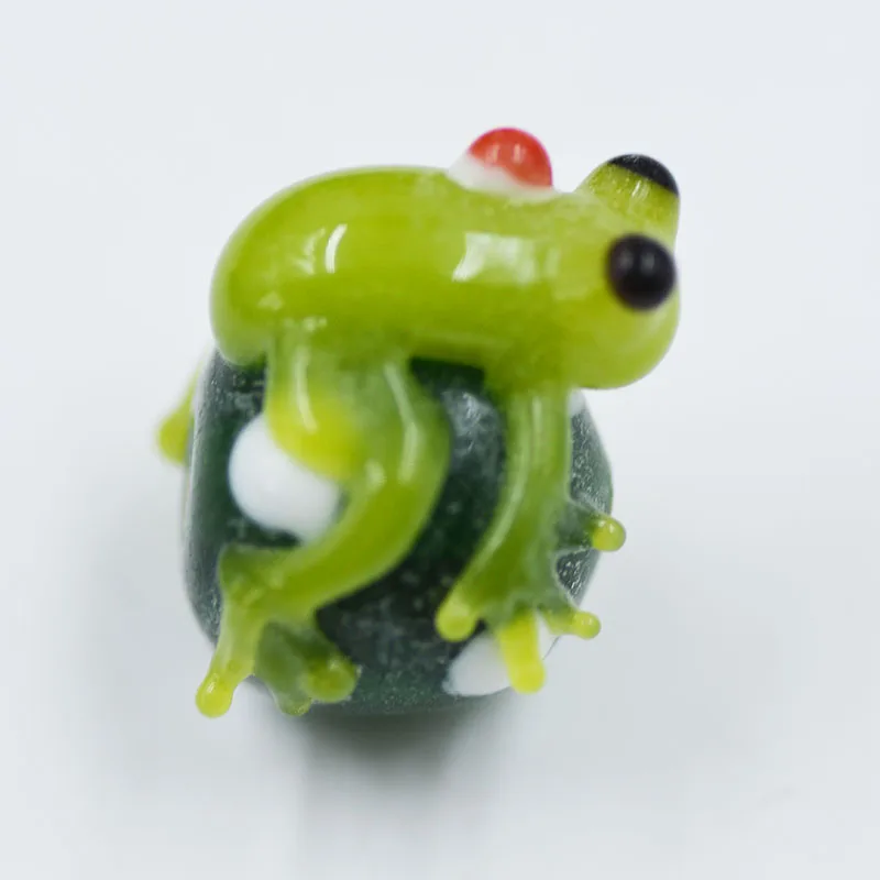 30PCS Frog Holding Ball . Beads Handmade Bumpy Glass Cute Cartoon Beading Earring Necklace Jewelry Findings DIY