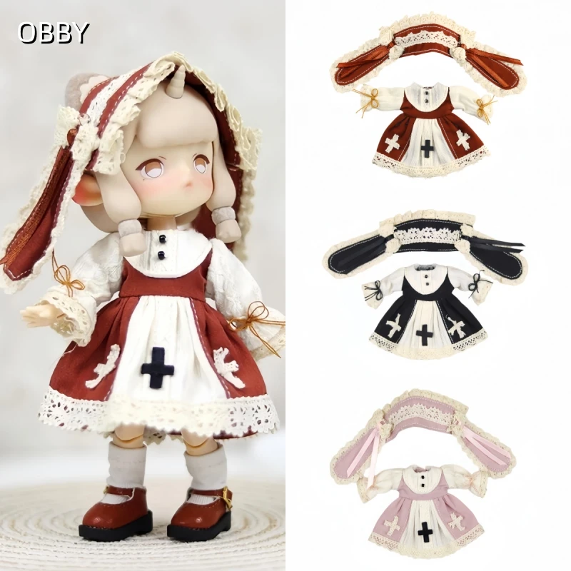

Винтажное платье пастушки в стиле Лолита для кукол Obitsu 11, OB11, GSC 1/12, Molly P9 P10, одежда для кукол NAGI.
