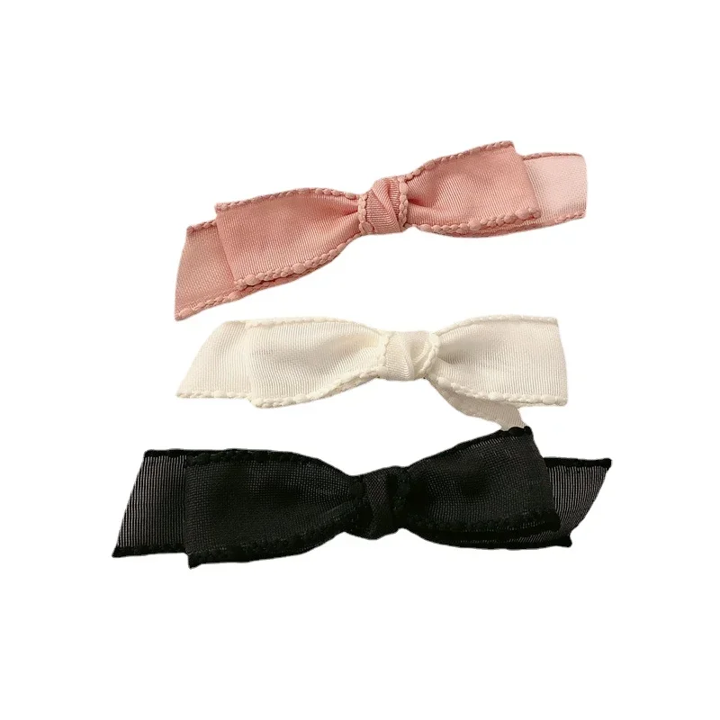 Korean Version Trend Solid Color Fabric Bow Duckbill Clip Birthday Party Elegant Hair Clip 1PCS Girls\' Simple Hair Accessories