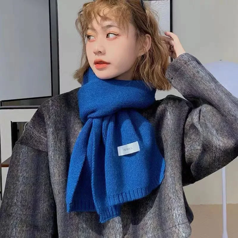Internet Celebrities Ins Einfarbiger Wollstrickschal Damen Herbst und Winter Neues vielseitiges Studentenpaar Warm Klein