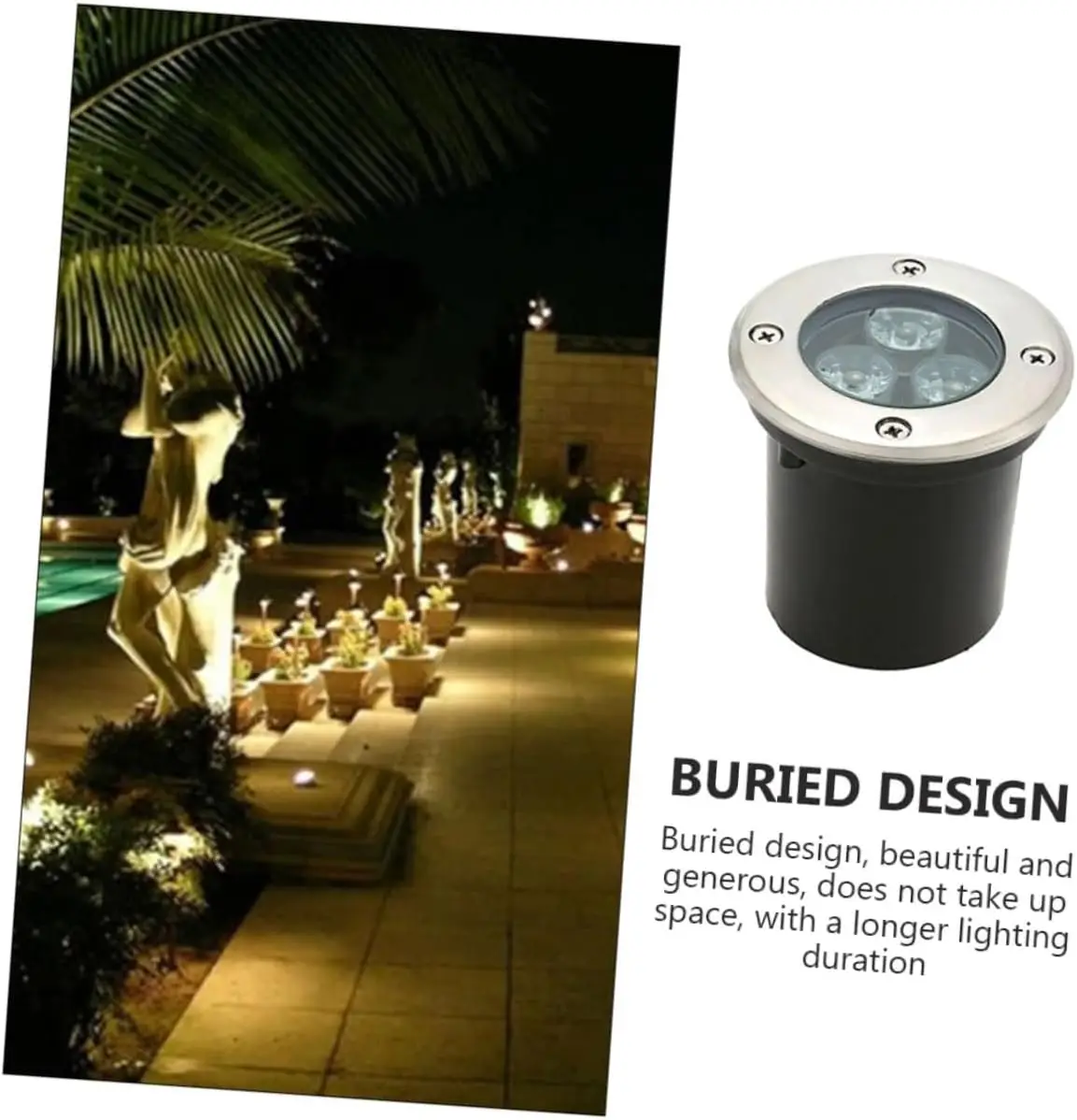 

Наружный светодиодный наземный светильник 3 Вт, теплое освещение патио для дорожек и ландшафтного освещения, простой в установке, низкотемпературный дизайн