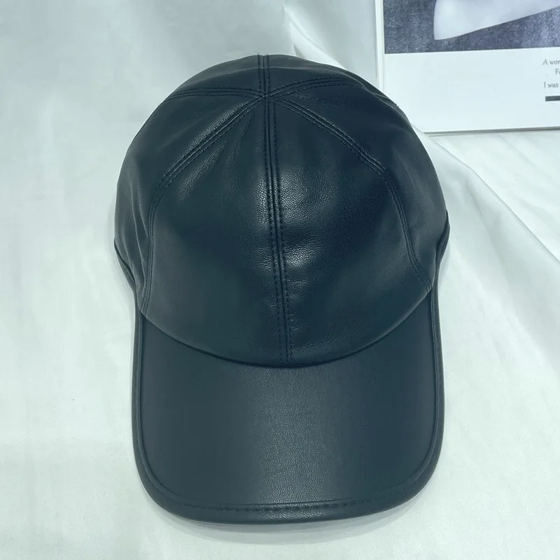 

Pu Leather Solid Color Baseball Cap For Men And Women Autumn And Winter Retro Fashion Casual Face Cap KJ202410141