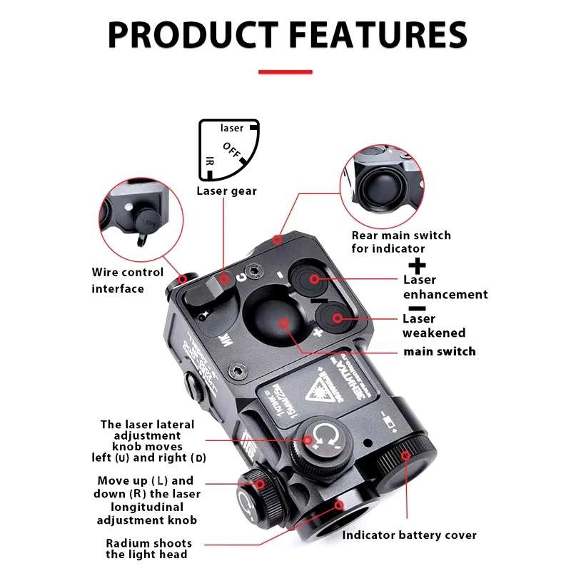 Todo o metal ngal mawl dbal ogl perst 4 raid ponteiro laser ponto vermelho azul verde ir indicador laser táticas airsoft arma vista