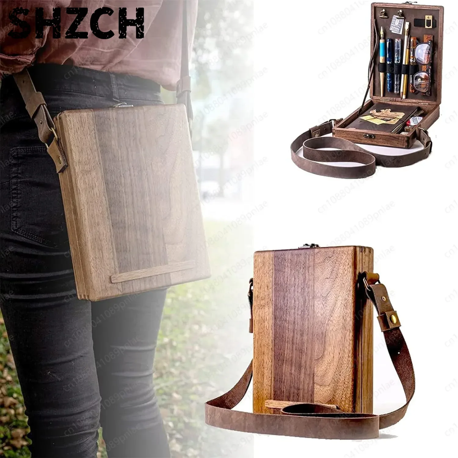 New Writer Wooden Box Satchel, New Chinese Mailman Storage Box Courier Model