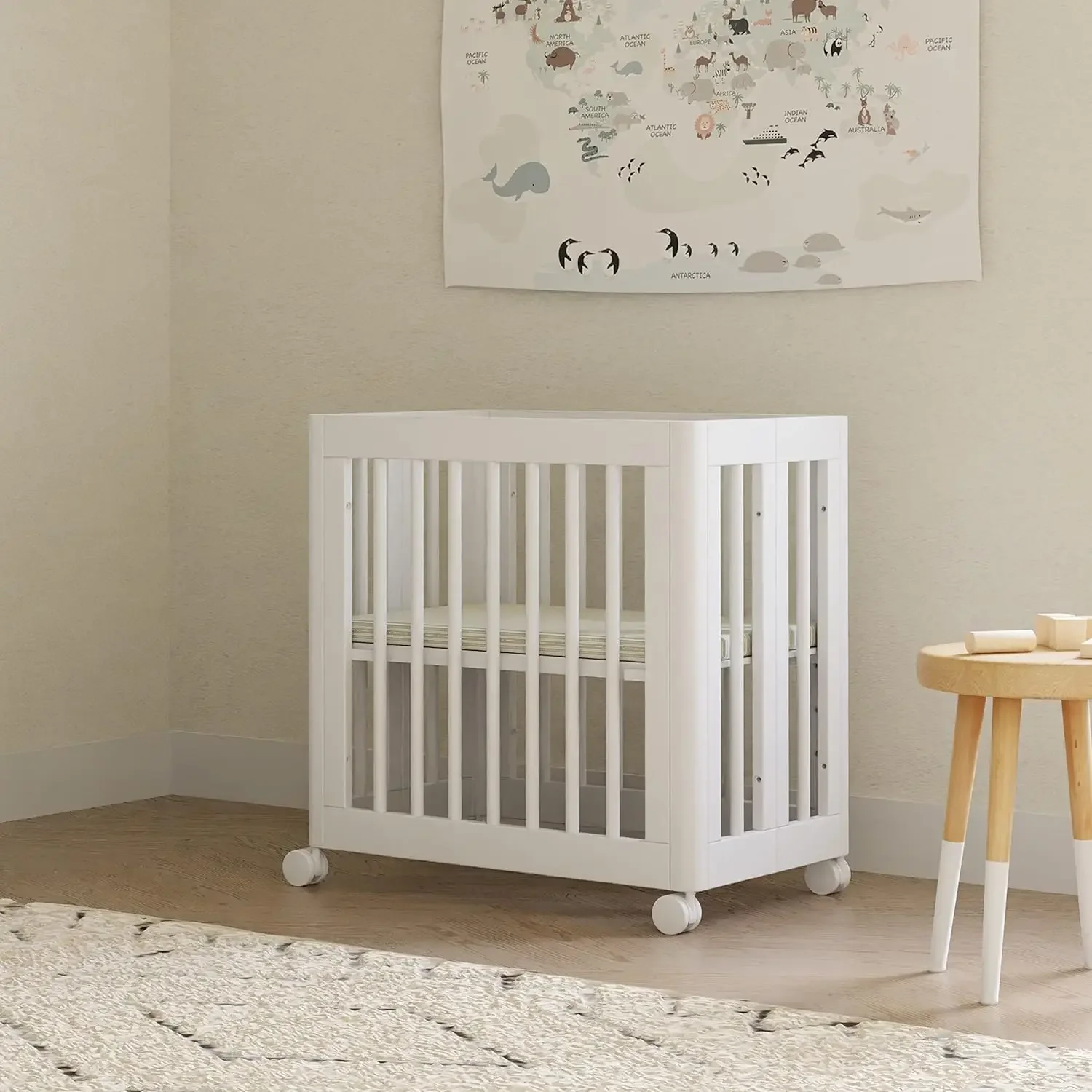 Babyletto Yuzu-Berço conversível em todos os estágios, berço de tamanho completo em branco, certificado Gold Greenguard, portátil e ajustável