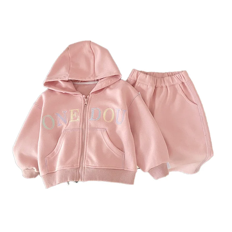 QT6928Girls' Autumn New Letter Two-Piece Set