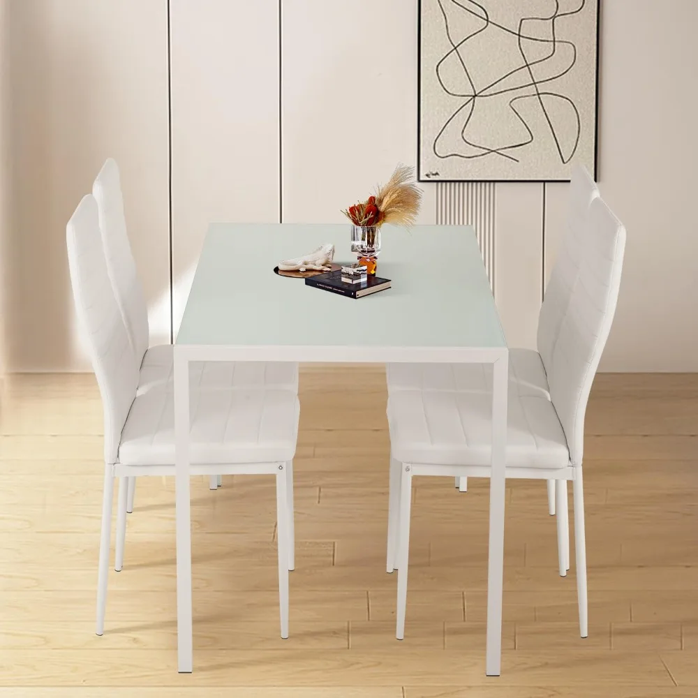 

Dining Table Set Glass for Small Spaces Kitchen Table and Chairs for 4 Table with Chairs Home Furniture Rectangular, Customized