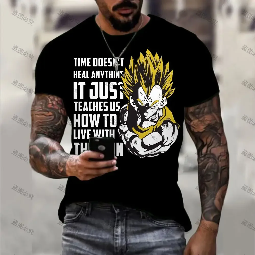 Men\'s T Shirt Vegeta Goku Dragon Ball Z Cool Anime New Y2K Short Sleeved GYM Summer 110-6XL Harajuku Streetwear O-collar Saiyan