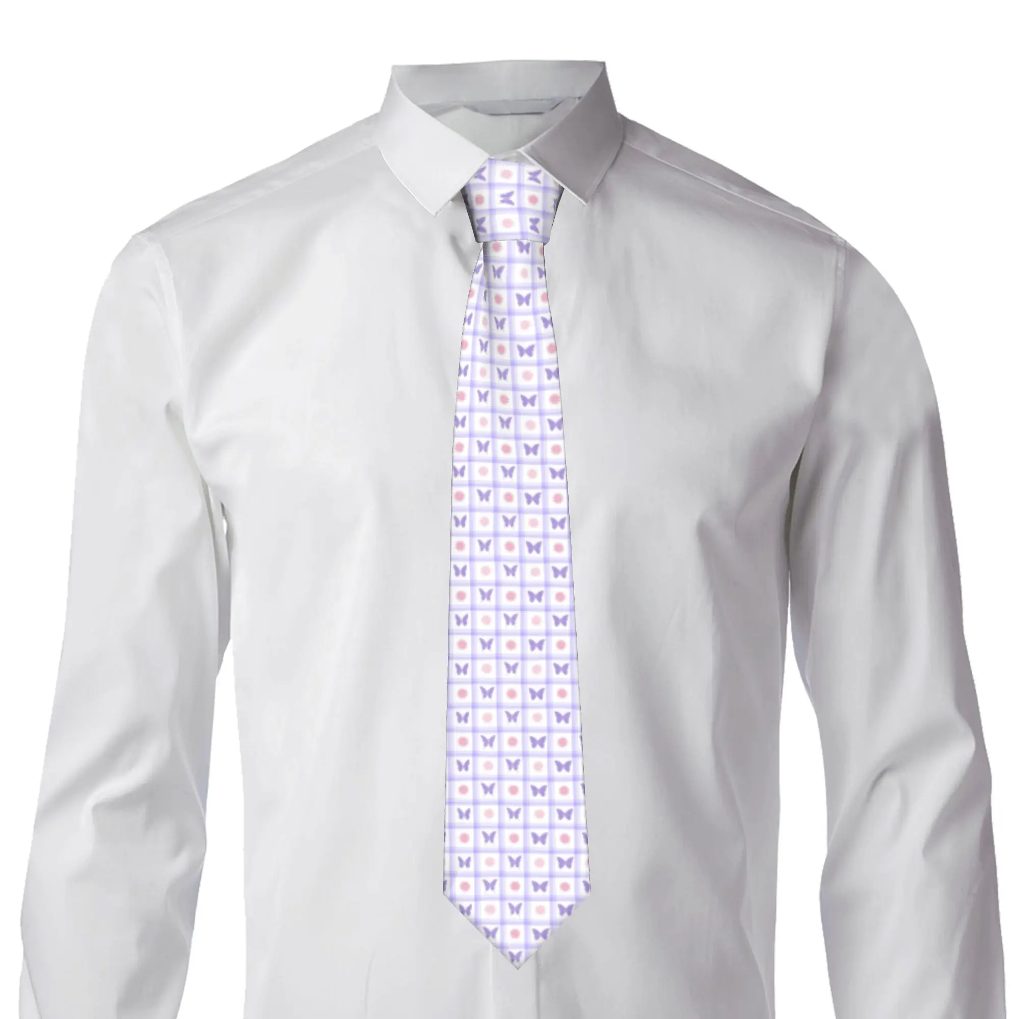 Butterfly Colourful Square Checkered Plaid  Tie for Men Fashion  Silk Party Neckties