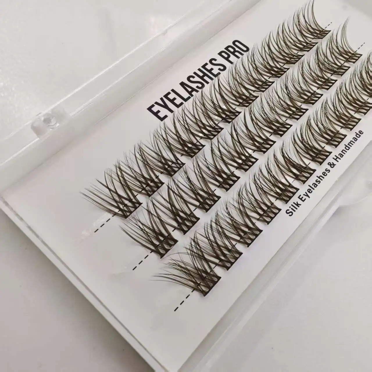 Brown 2A DIY Hand Made Eyelash Extension Segmented Flase Lashes Lash Bundles Soft Ribbon Strip Eyelashes Makeup Lashes