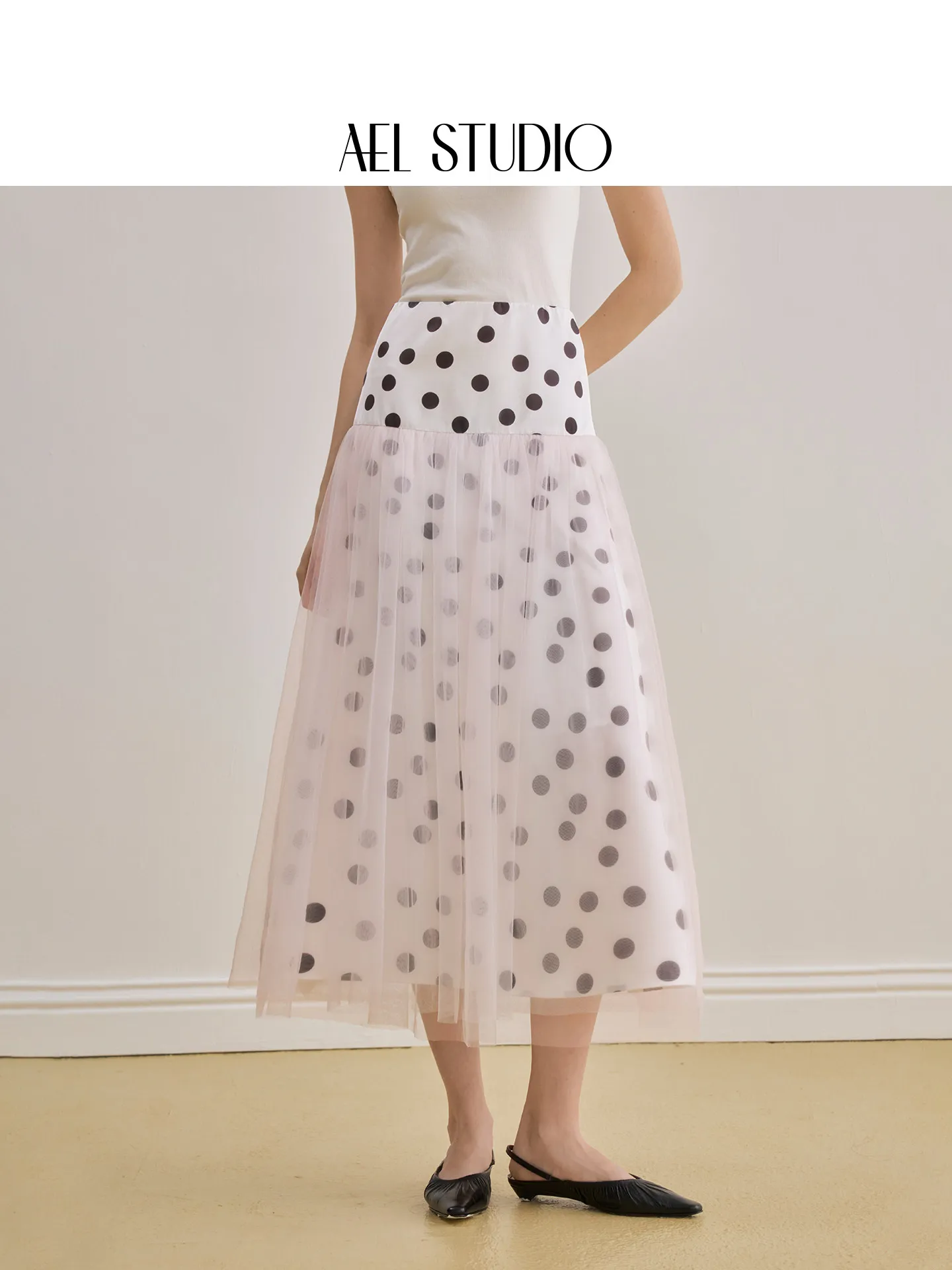 AEL Original Französischer Eleganter A-Linien-Rock 2026 Neuer Sommer-Mesh-Rock mit lockerem Polka-Dot-Muster für Damen – Detail 5