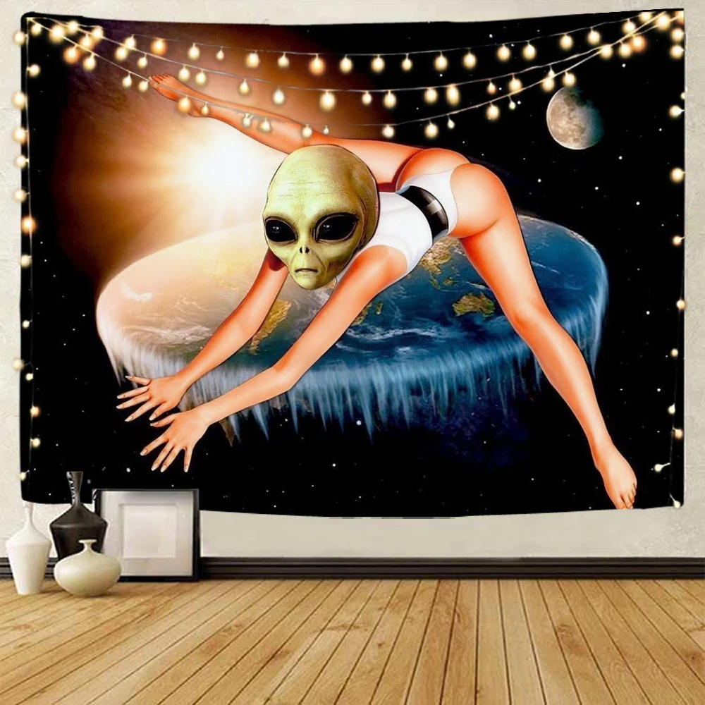 Alien background decoration tapestry psychedelic UFO alien home background decoration tapestry