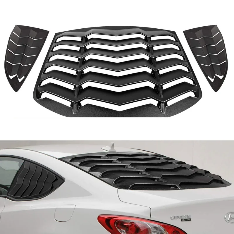 Rear + Side Window Louver Windshield Sun Shade Cover ABS Fits for Hyundai Genesis Coupe 2010 - 2016 Custom Fit (Matte Black)