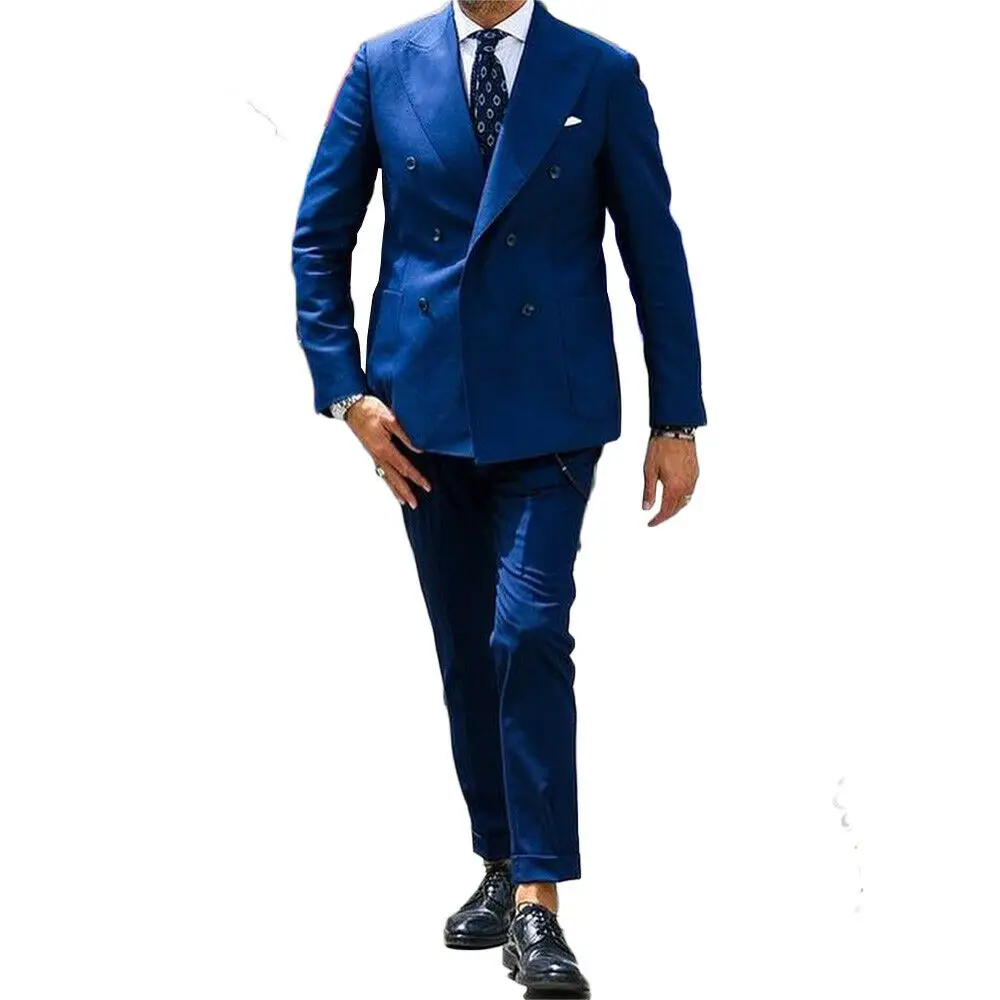 Traje de negocios rojo óxido para hombre, esmoquin ajustado con solapa de pico, para boda, graduación, ocasión Formal, chaqueta y pantalones de 2 piezas