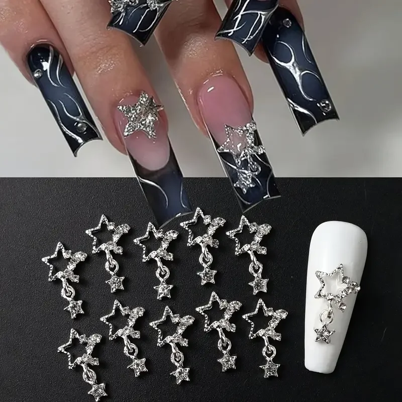 15 pcs star nail charms, pendant nail art accessories, nail art supplies for women and girls, nail art jewelry