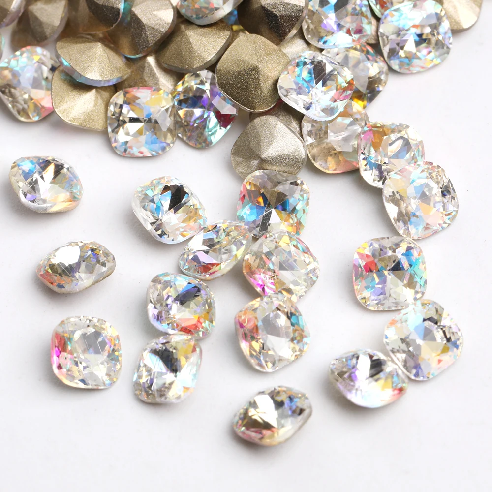 6mm Square Rhinestones  Glitter Crystals And Gemstones Glue On Rhinestones Cushion Crystal Glitter Charms for Nails