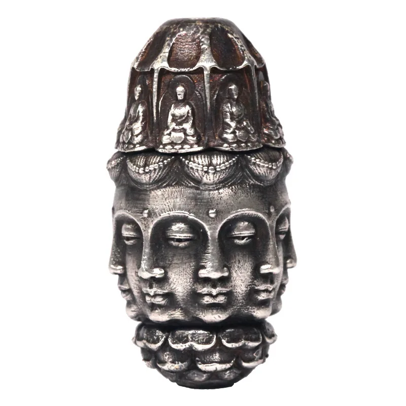 Copper Silver Plated Infinite Bucket Eight Sided Buddha Head Rotating Lotus Seat With Bead Bracelet Accessories Pendant Made Of