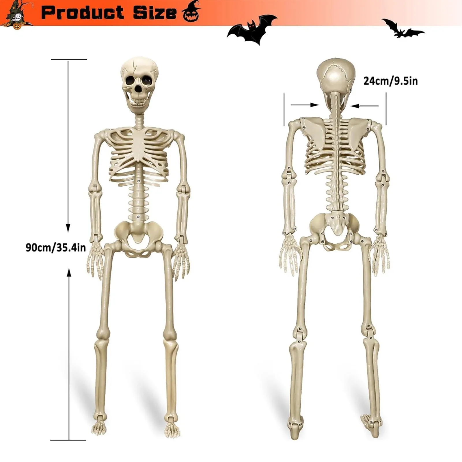 90cm Halloween Skeleton Decor Poseable Joints For Creepy Positions Perfect For Yard/Haunted House Displays Pvc Outdoor Decor