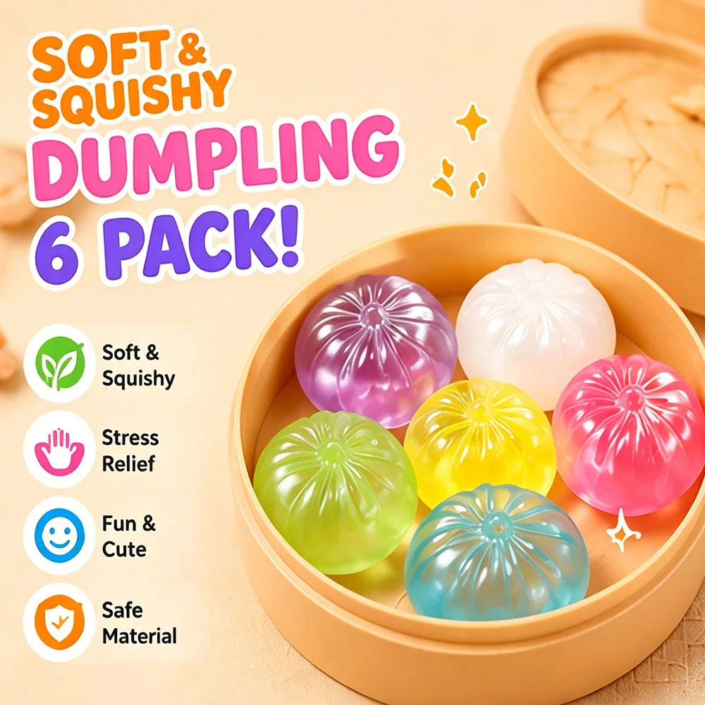 

Lucky 6Pcs Mini Steamed Bun Squishy Slow Rebound Squeeze Fidget Sensory Anxiety Vent Office Desk Companion Novelty Gift Idea