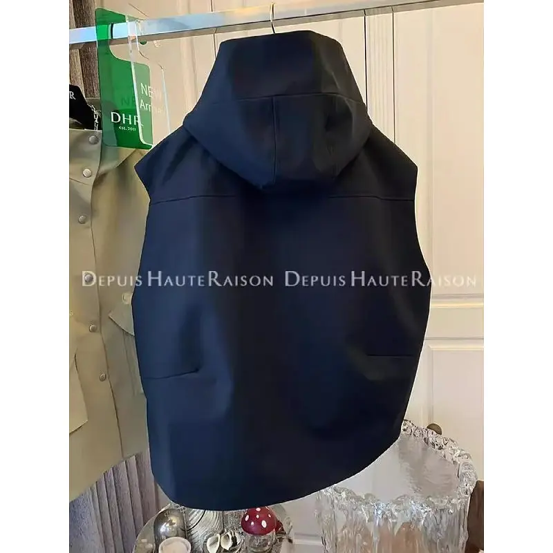 double pocket workwear sleeveless hooded vest for men and women sleeveless camisole top  coats  vests