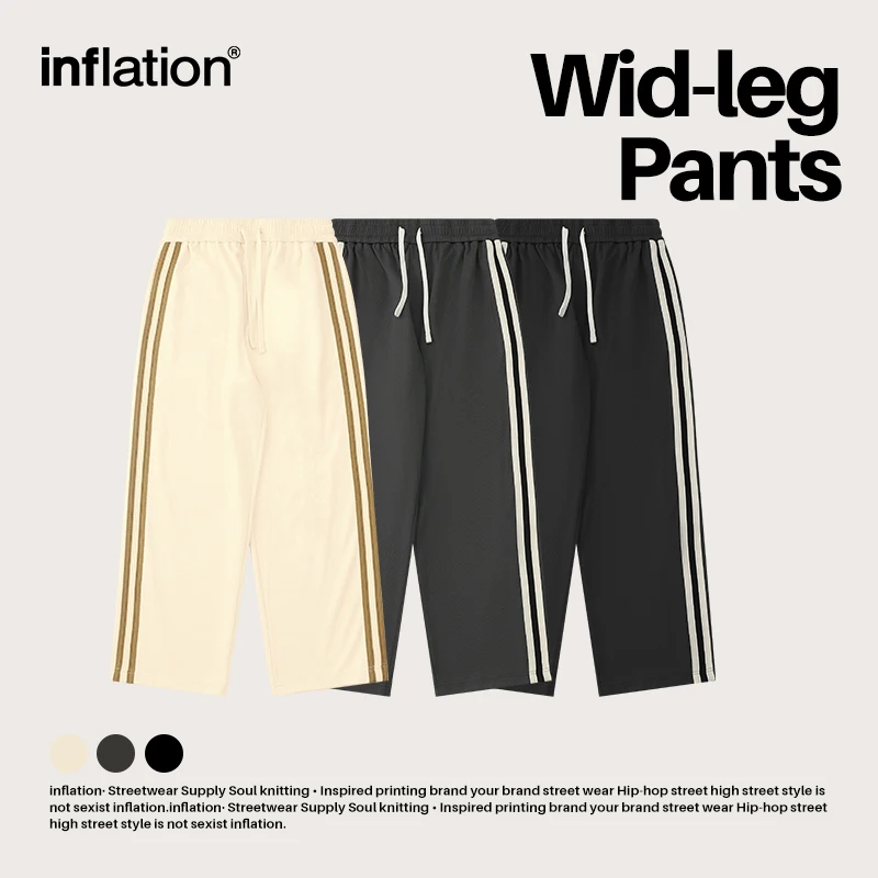 INFLATION Striped Straight Leg Sweatpant Unisex Elastic Waist Track Pants Sportswear