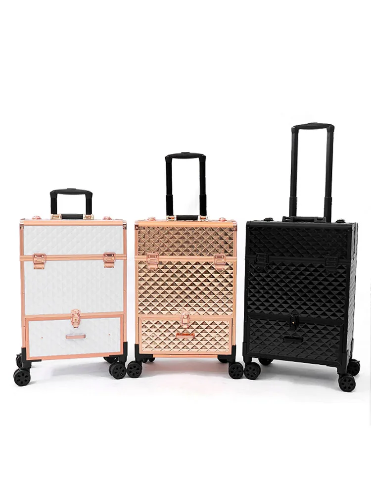 Woman Makeup Suitcase Professional Beauty Manicure Suitcases With Wheels Trolley Case Travel High-Capacity