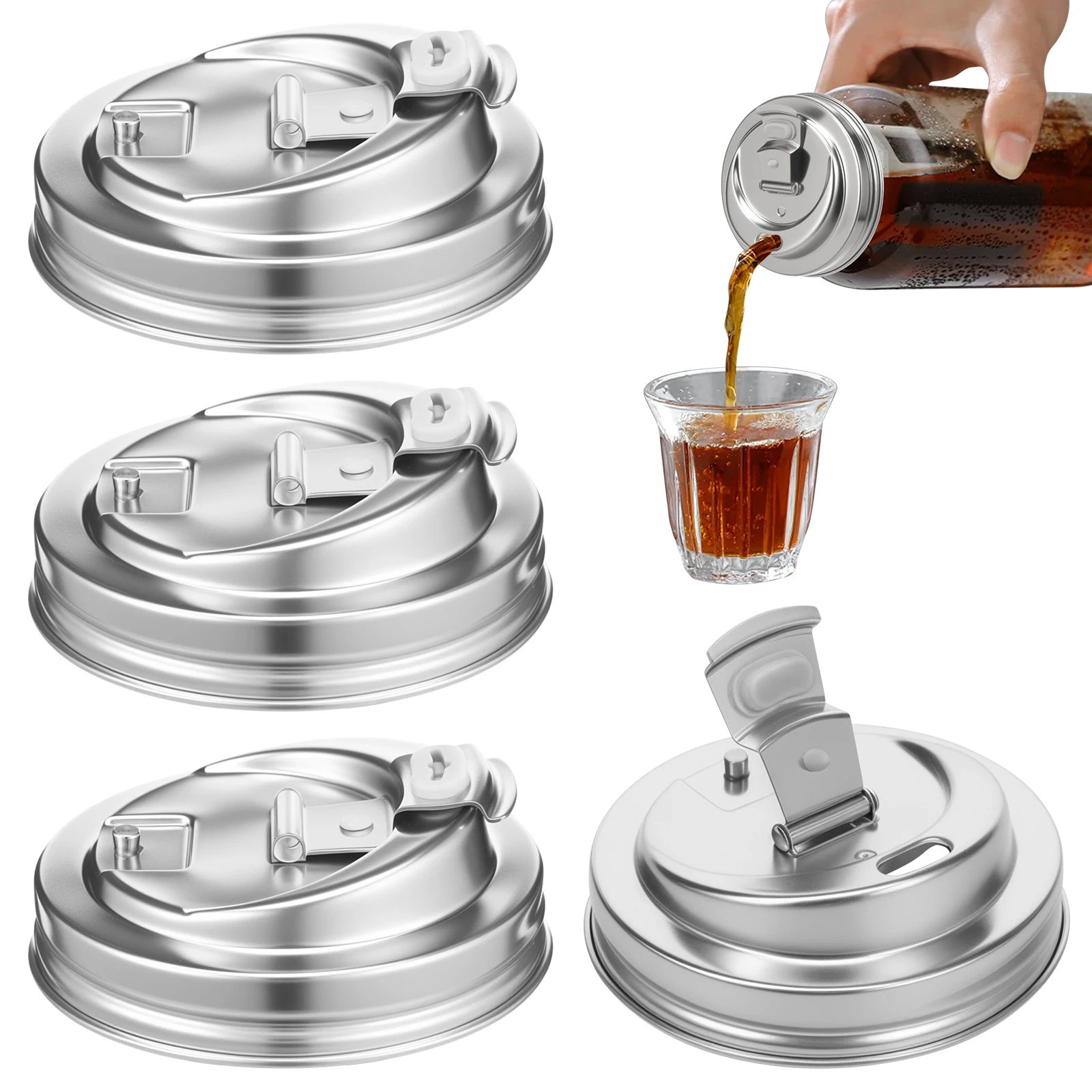 Tapas de tarro de albañil de acero inoxidable 304, tapa de tarro de albañil reutilizable de boca ancha, tapa de tarros de albañil para el hogar, Camping, accesorios de cocina, 2/4 Uds.