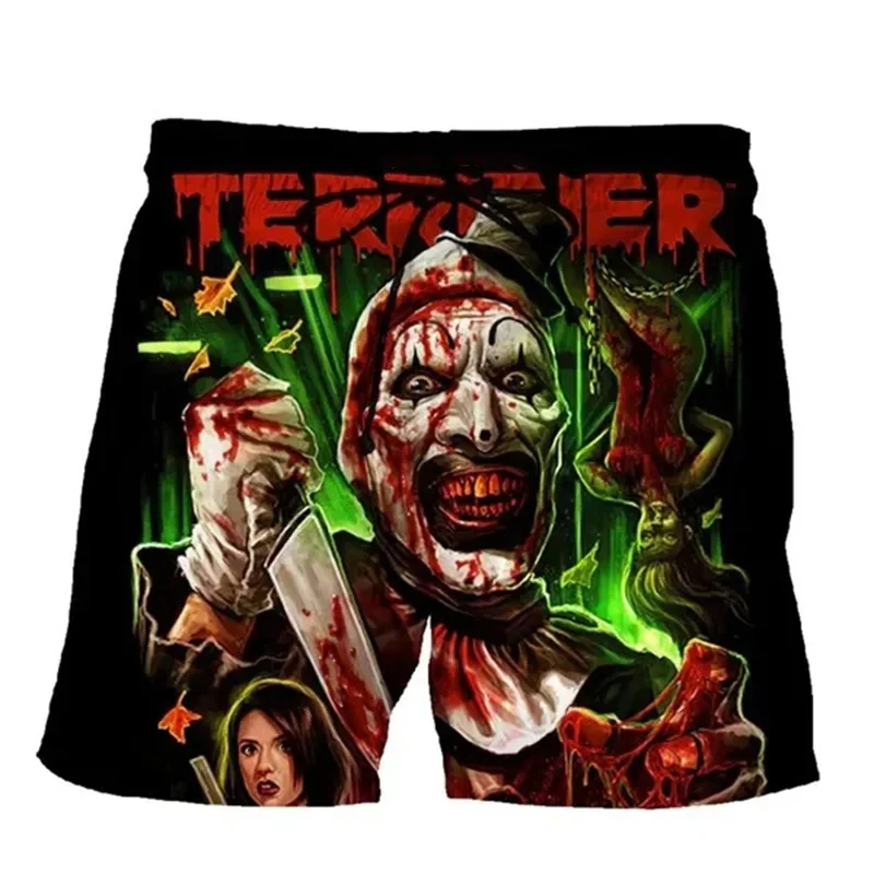 Terrifier 2 Horror Movie 3D Print Beach Shorts Men's Hip Hop Oversized Surfing Board Sport Pants Swimsuits Trunks Kids Clothing