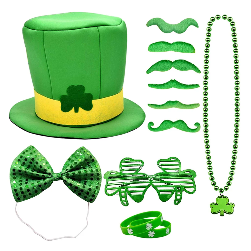 

Irish Party Dress Up St. Patrick Day Photo Decor Glasses Accessory Necklace Has