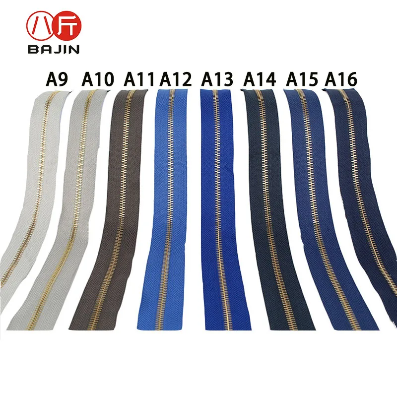 

3#5#single open-end golden copper chain teeth zipper dark grey blue dark navy blue high grade metal zipper roll