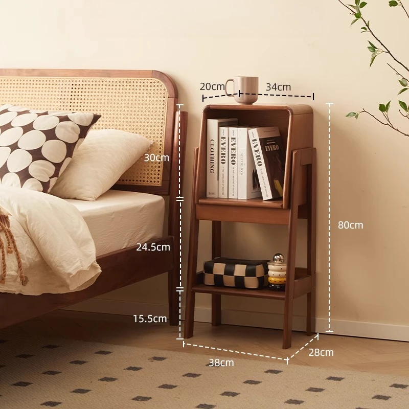 Scandinavian Style Multi-Purpose Storage Cabinet with 4 Compartments 15°Slanted Legs Side Table for Bedroom TV Stand Study