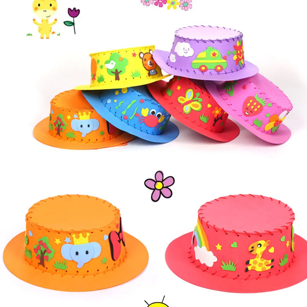 6 قطع من مجموعة أدوات قبعة الشمس الورقية المميزة التي يمكنك صنعها بنفسك قبعة الرجل المحترم للأطفال لوازم النشاط الفني التعليمي للفصل الدراسي والحضانة #2