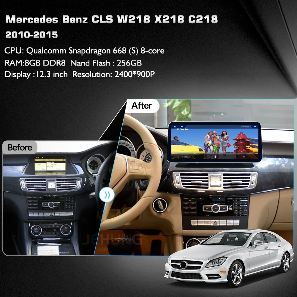 2400*900P 12.3 inch For Mercedes Benz CLS W218 X218 C218 2010-2017 Car Multimedia Player CarPlay GPS Radio 5G Navigation 8+256GB