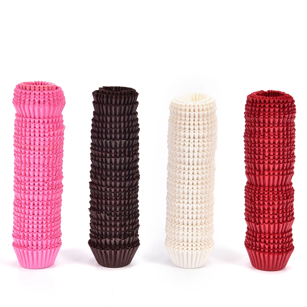 500 Stück Mini Größe 2,5 cm Chocalate Papier Liner Backen Muffin Kuchen Cupcake Fälle einfarbig