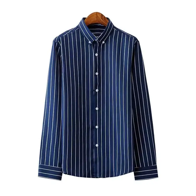 2025 new fashionable men's British style striped printed long sleeved shirt, comfortable casual top with 10 colors - Image 3