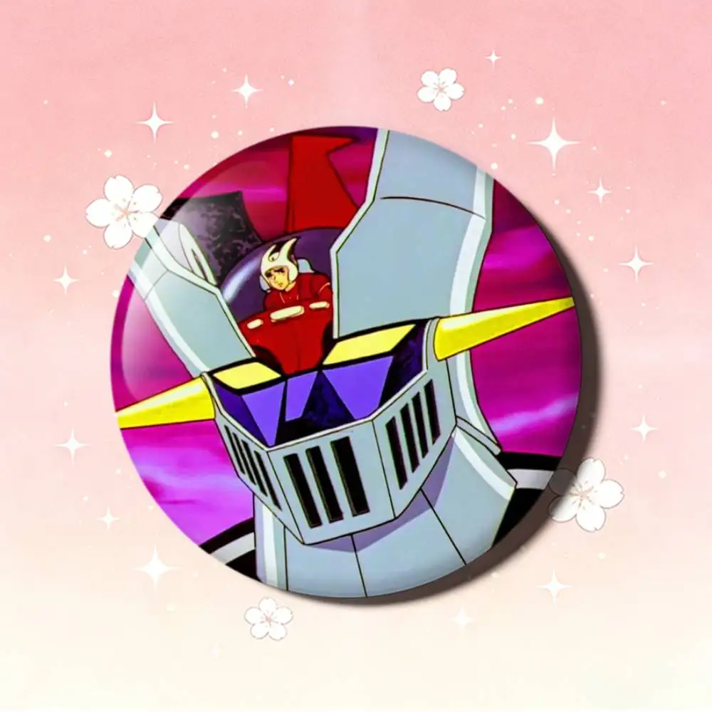 M-Mazinger Z R-Robot Laser Badge Creative Pins Brooch for Bag Clothes Hat Decor Gifts Fans Collect