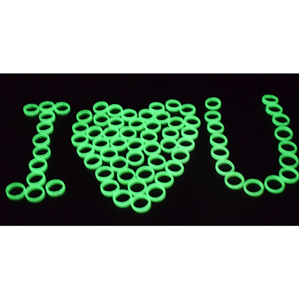 100Pcs Plastic Luminous Ring Party Finger Decoration Fluorescence Finger Ring Party Supplies Green