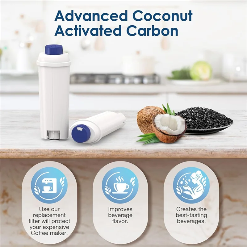 BAAO-2PCS DLSC002 เปลี่ยนไส้กรองน้ําสําหรับDelonghi Etam EC680 กาแฟเครื่องเปิดใช้งานคาร์บอนsoftenerกาแฟกรอง