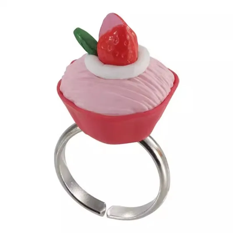BANDAI Japan Gashapon Figure Anime Cute Mini Strawberry Ring Dessert Cake Miniature Model Kawaii Capsule Toys Figurine Gift