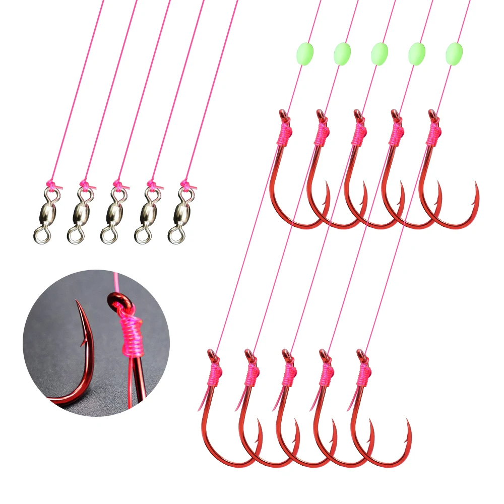 ZYZHE 2 Stück Snapper Rigs Angelstinger Rigs 2/0 # 3/0 # 4/0 # mit Doppel-Rotoktopushaken, Lebendköder-Rigs, Schnurhaken – Detail 8