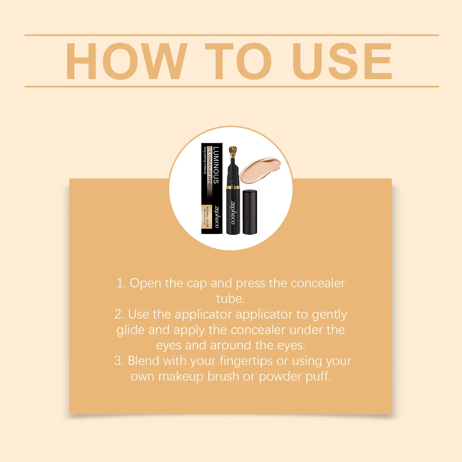 Base de maquillage pour le visage avant le maquillage, correcteur sous les yeux, couvrance totale, atténue les cernes, estompe l'apparence des ridules et des rides