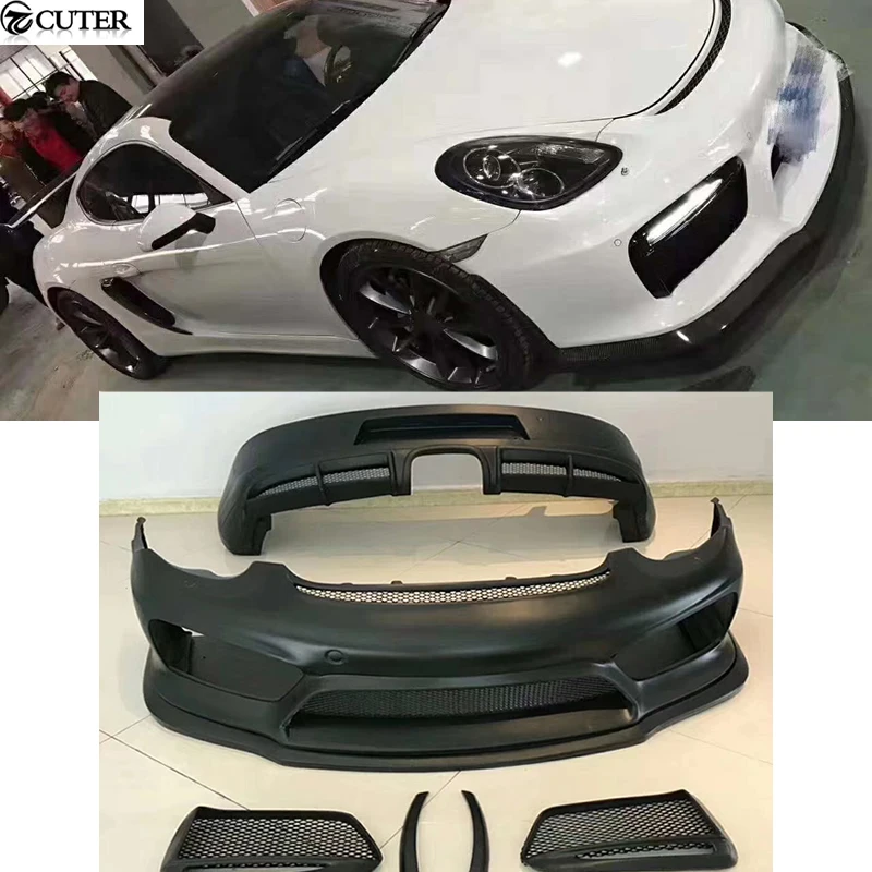 

981 Gt4 Style FRP Front Bumper Rear Bumper Rear Spoiler wing for Porsche Boxster Cayman 981 Change Gt4 Car Body Kit