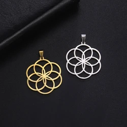 EUEAVAN 5pcs Flower of Life Charms Mandala Pendant Stainless Steel Charm Women Necklace Jewelry Making Accessories Wholesale