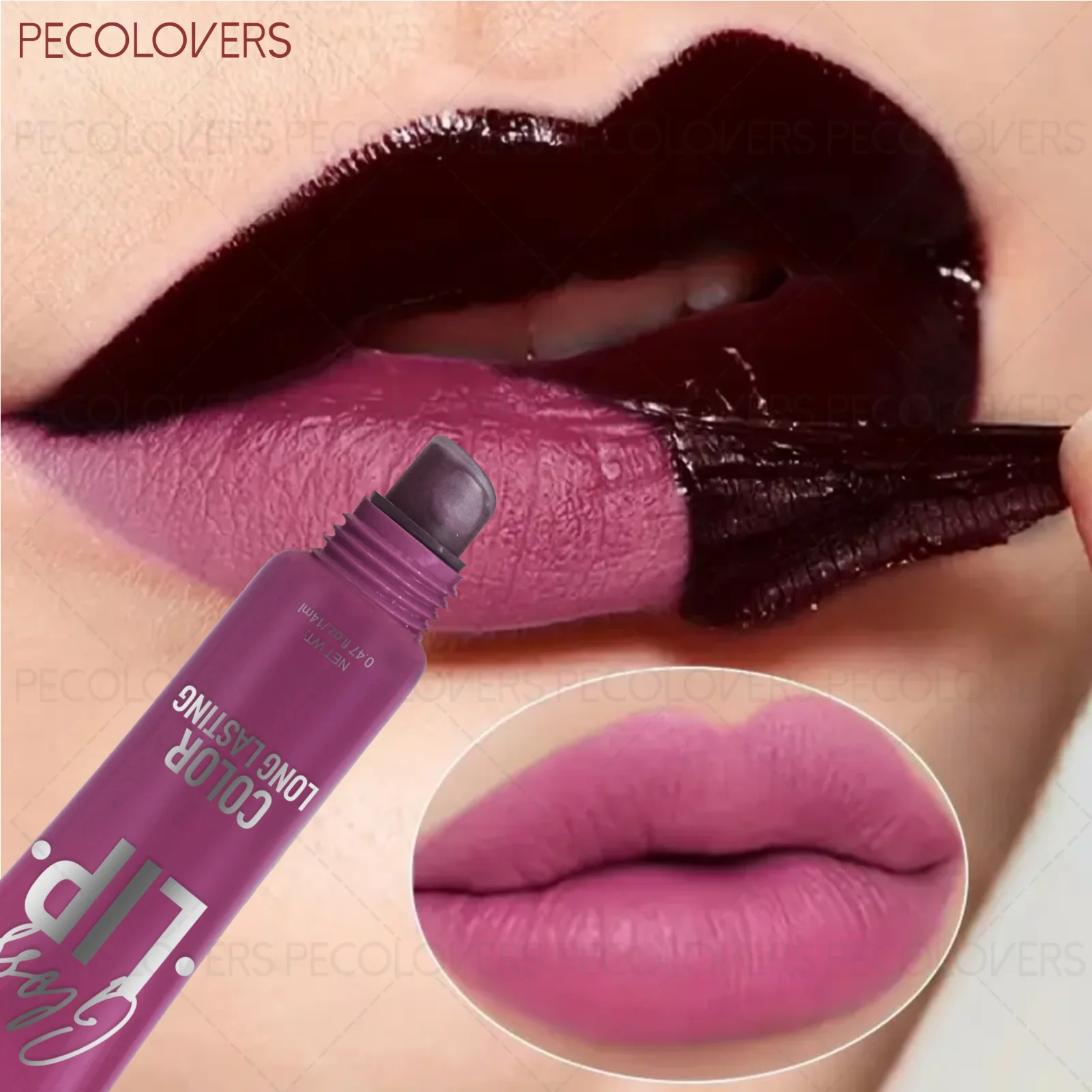 1 個の興味深い剥がせるリップグロスタトゥー、あらゆる肌タイプに適したマットリップスティック、鮮やかなピンクがかった赤色の色合いが理想的、完璧なギフト