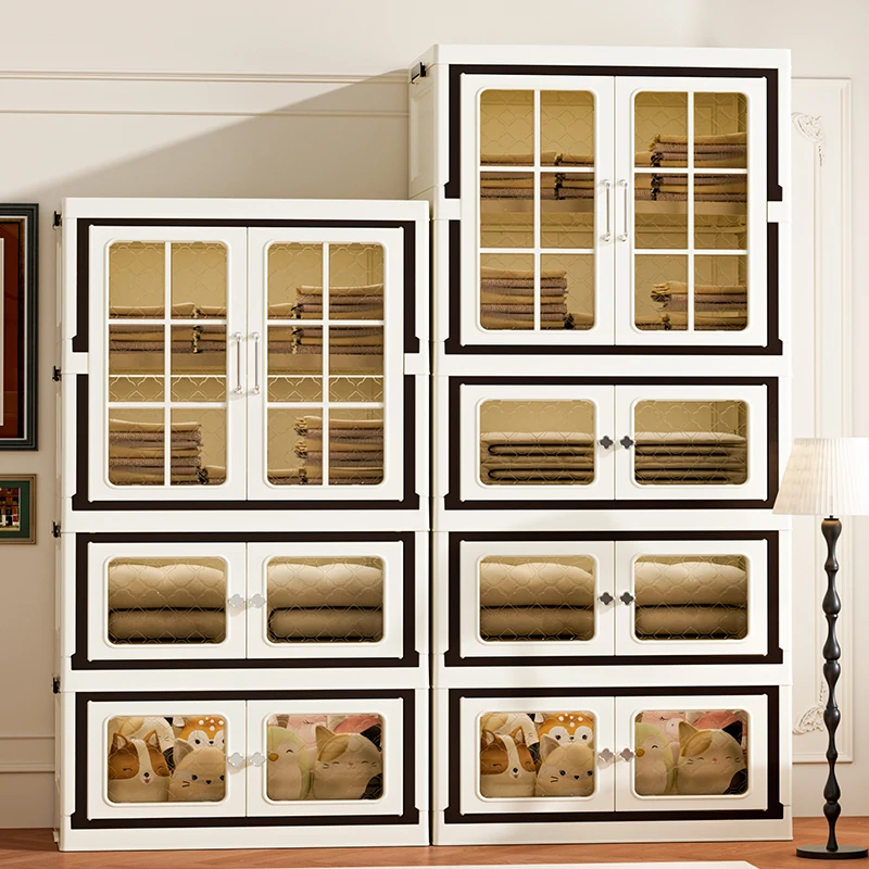 

Multifunctional 65 cm Wide Folding Modern Waterproof Plastic Cabinet for Bedroom & Living Room Wardrobe & Clothes Storage