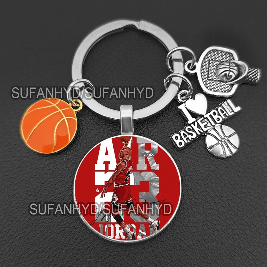 I Love Basketball Keychain House No.23 Jersey Keychains Purse Bag Sports Star Key Holder for Man