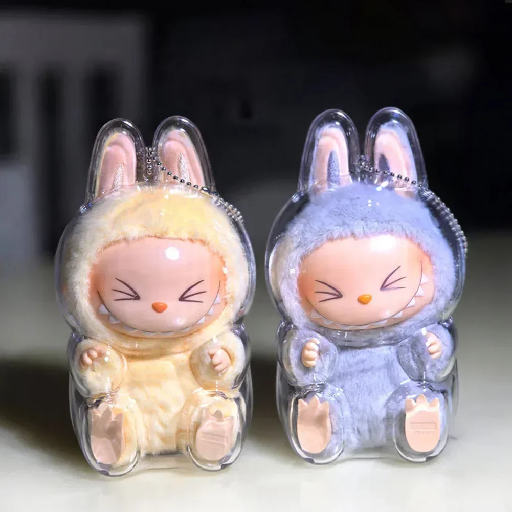 For Labubu V1 V2 Protective Acrylic Case shell Transparent Portable Cable Organizer Box Thickened Doll Bag Keychain Bags